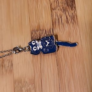 Sapphire Blue Kit-Cat Klock clock clip on charm necklace